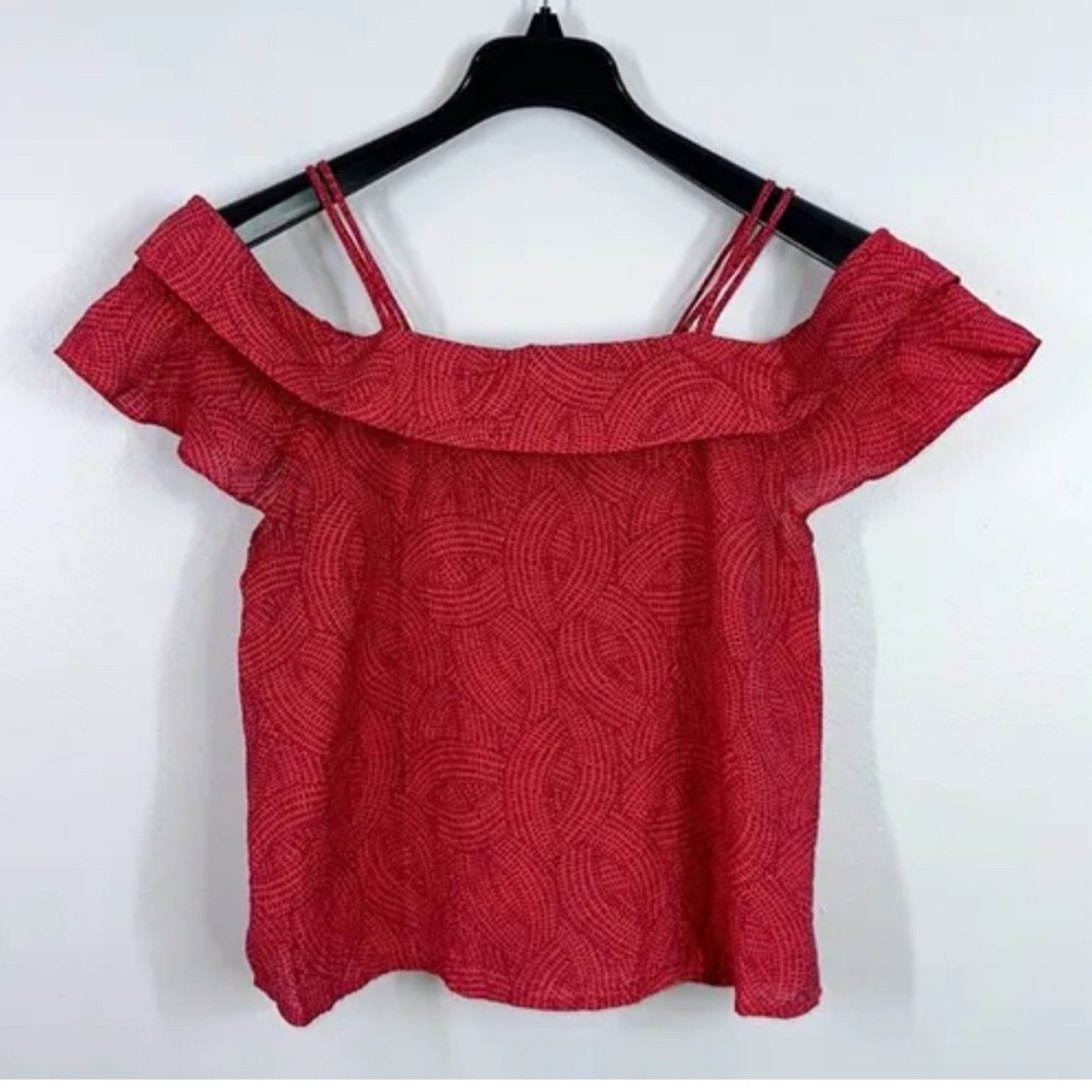 Anthropologie red off the shoulder top